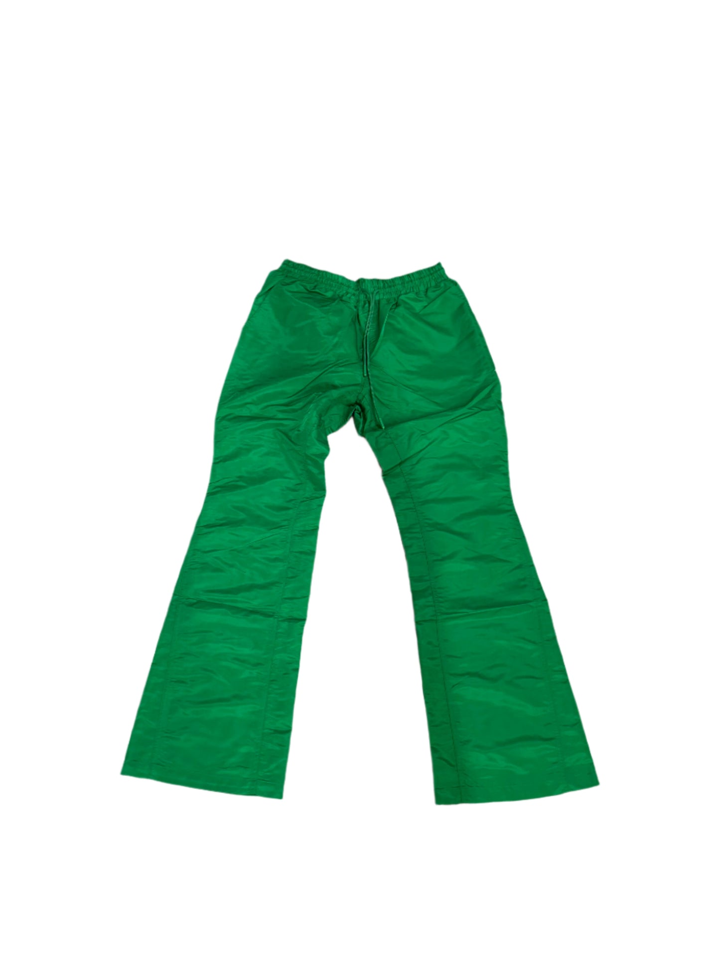 Green 6 Panel Flared Nylon Pants