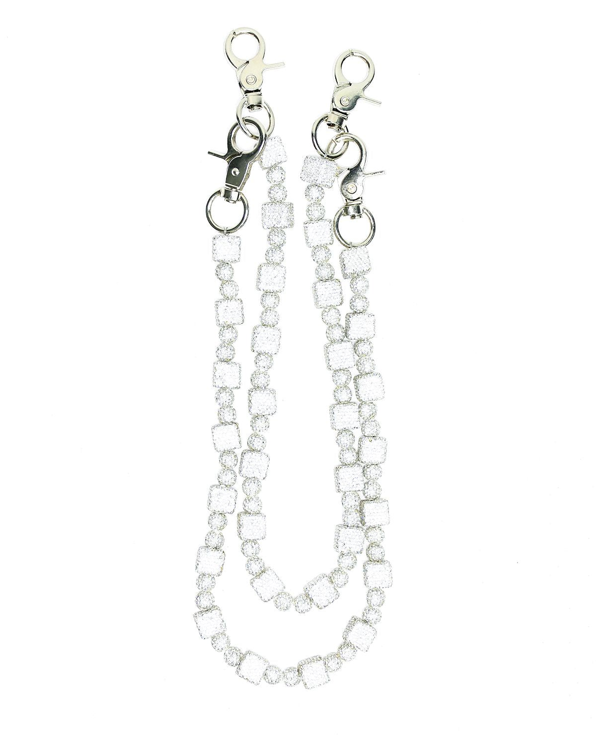 White Double Link Crystal Wallet chain