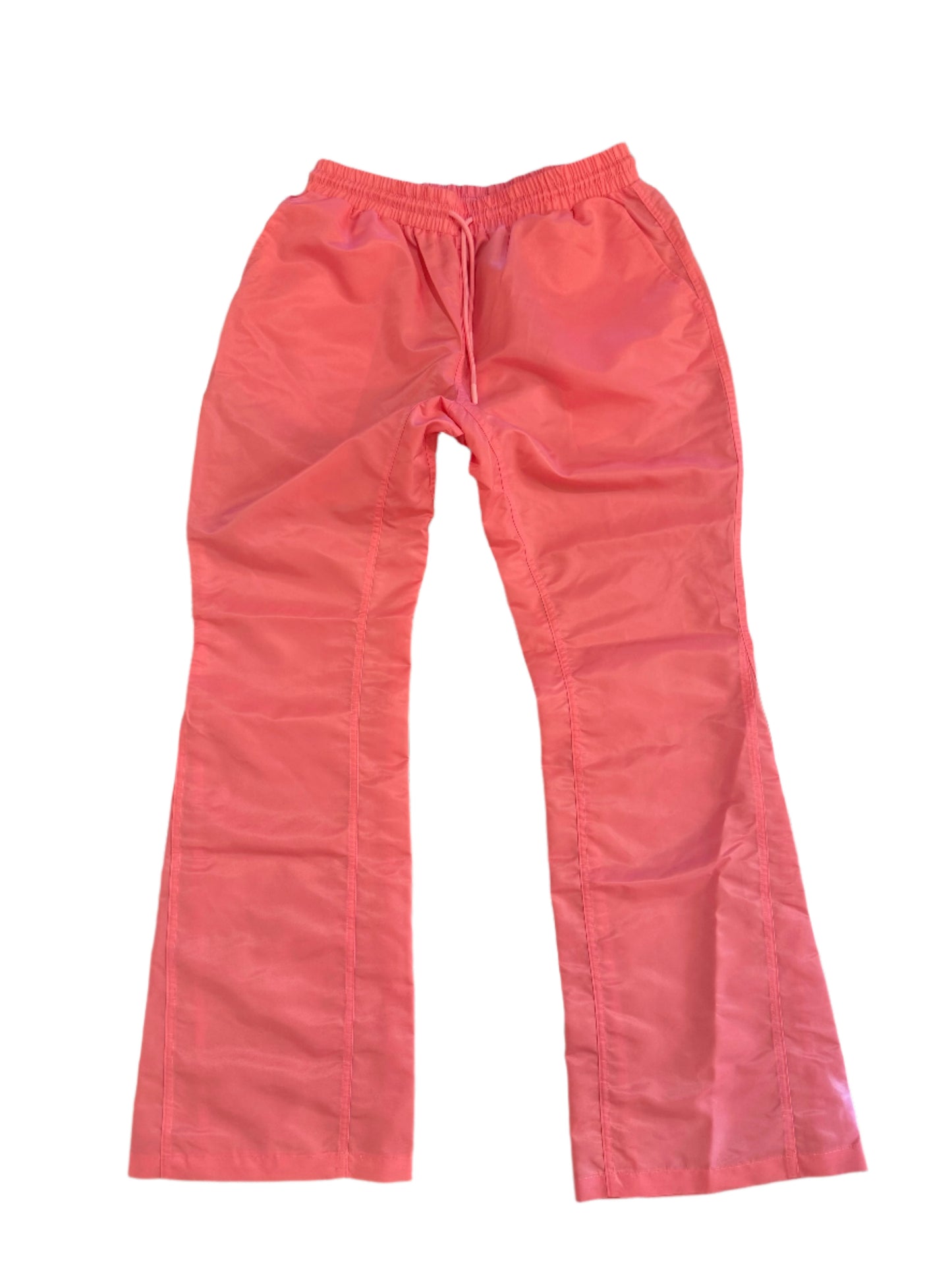 Light Pink 6 Panel Flared Nylon Pants