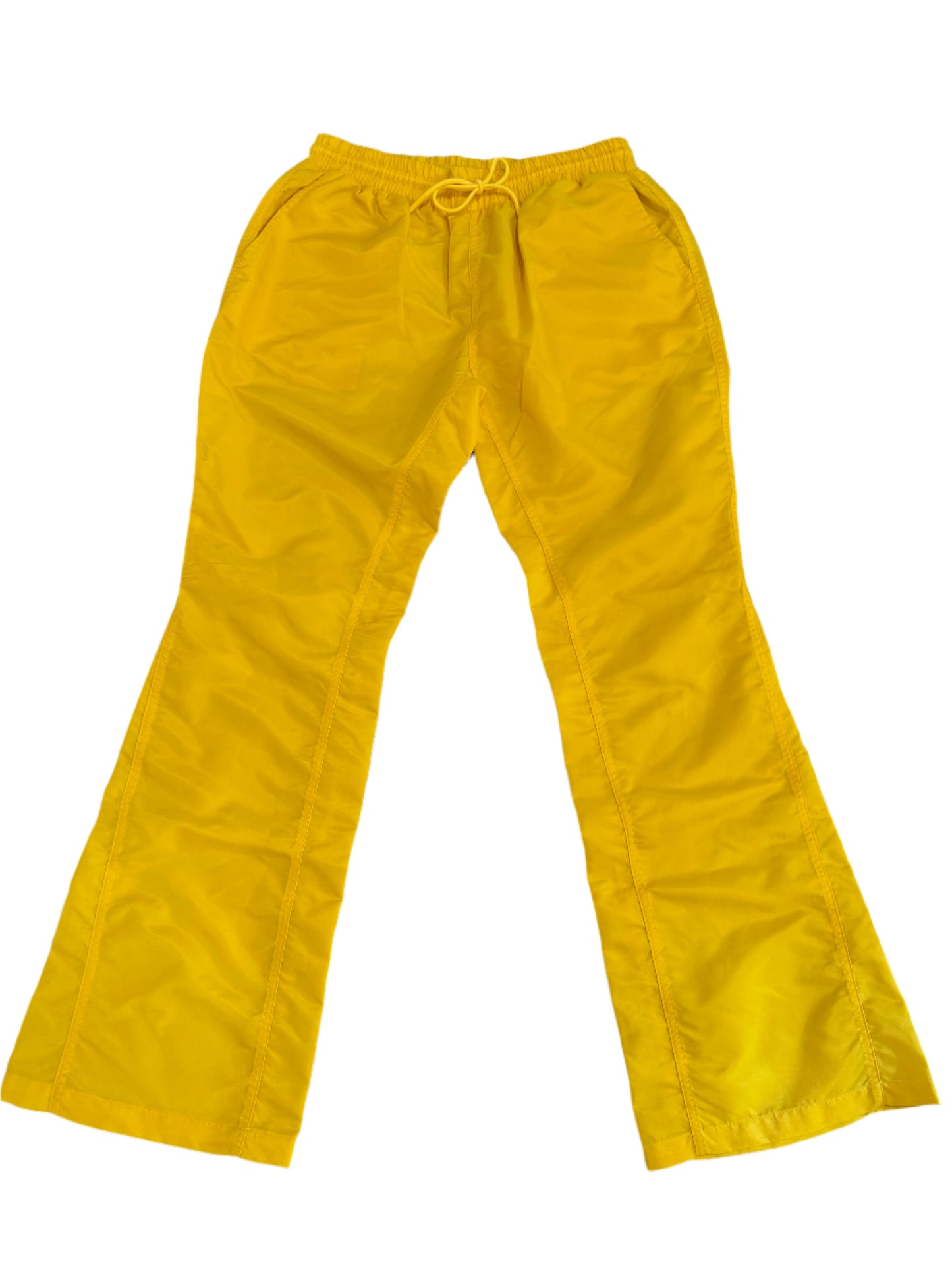 Yellow 6 Panel Flared Nylon Pants